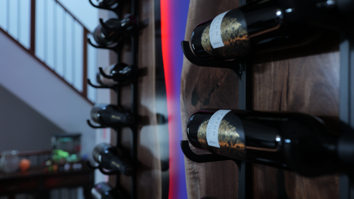 Black Walnut Wine Rack with RGB LED Lighting