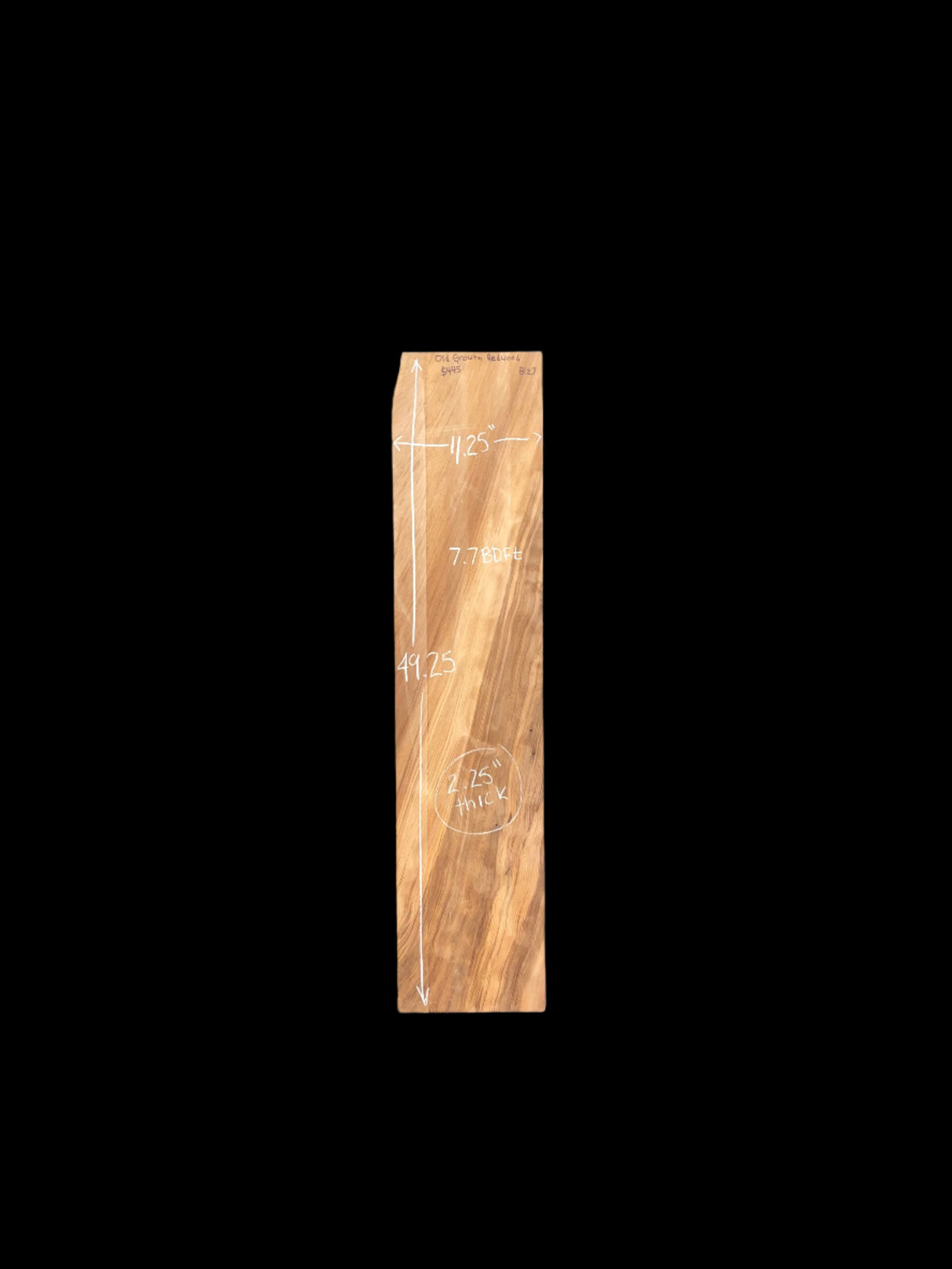 Curly old Growth Redwood Slab B127