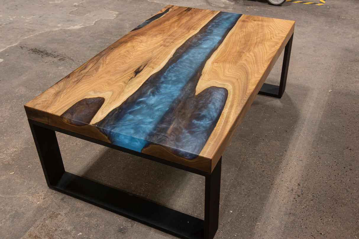 Butternut and Blue Resin Coffee Table