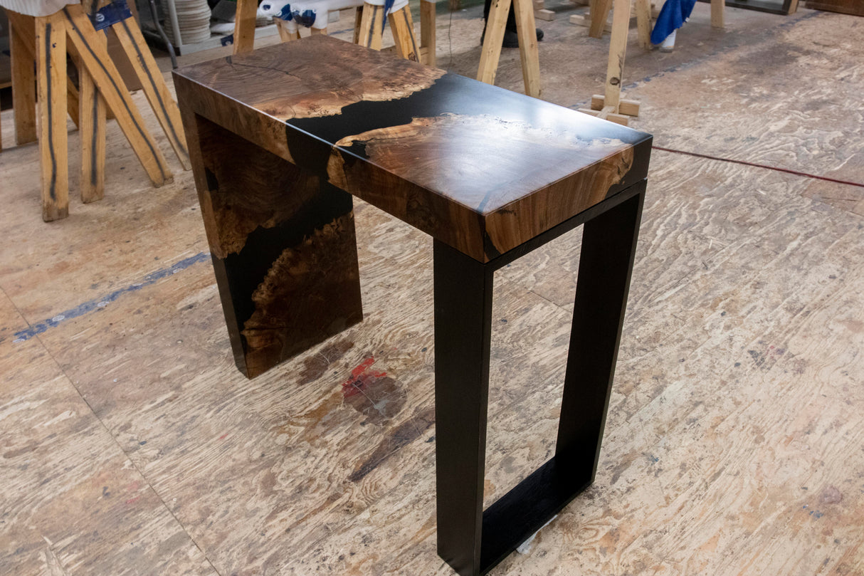 Claro Walnut Burl Waterfall End Table