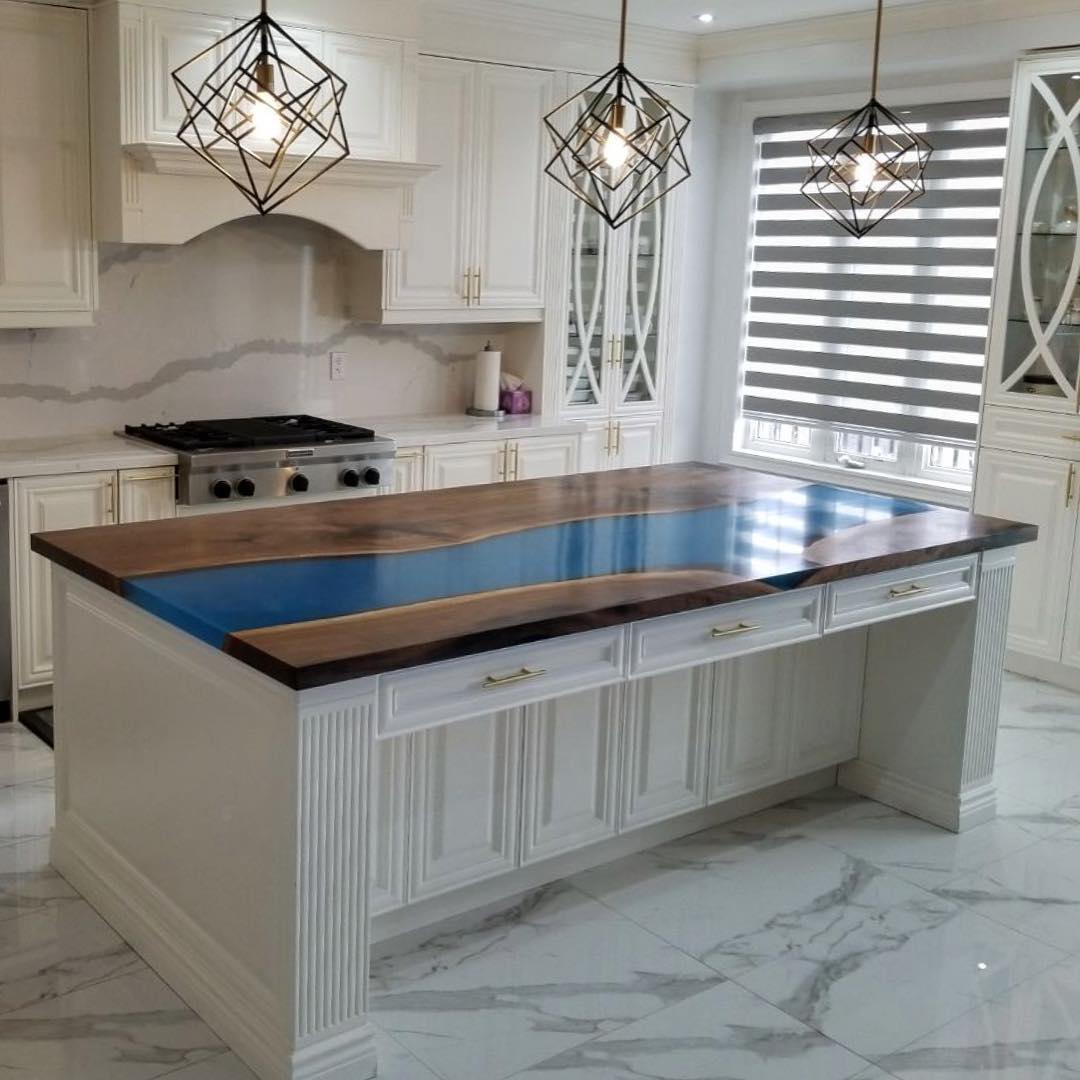 Black Walnut and Resin Kitchen Island
