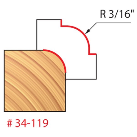 3/16" Radius Rounding Over Bit