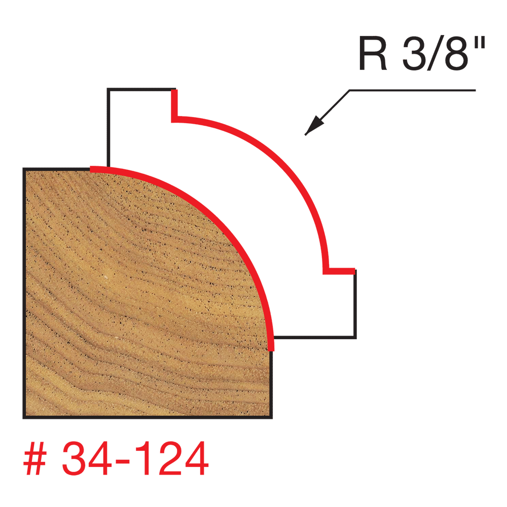 3/8" Radius Rounding Over Bit, Quadra Cut