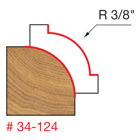 3/8" Radius Rounding Over Bit, Quadra Cut