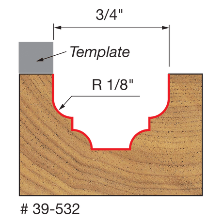 1/8" Radius Top Bearing Cove & Bead Groove Bit