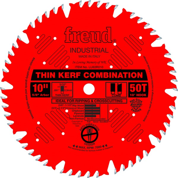10" Thin Kerf Combination Blade, 50T