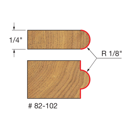 1/8" Radius Half Round Bit