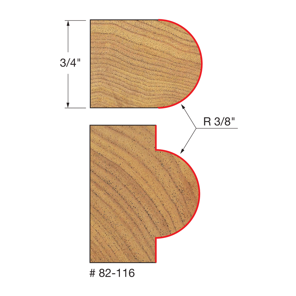 3/8" Radius Half Round Bit