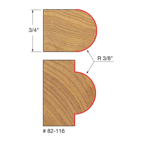 3/8" Radius Half Round Bit