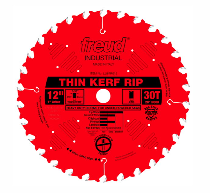 12" Thin Kerf Rip Blade, 30T