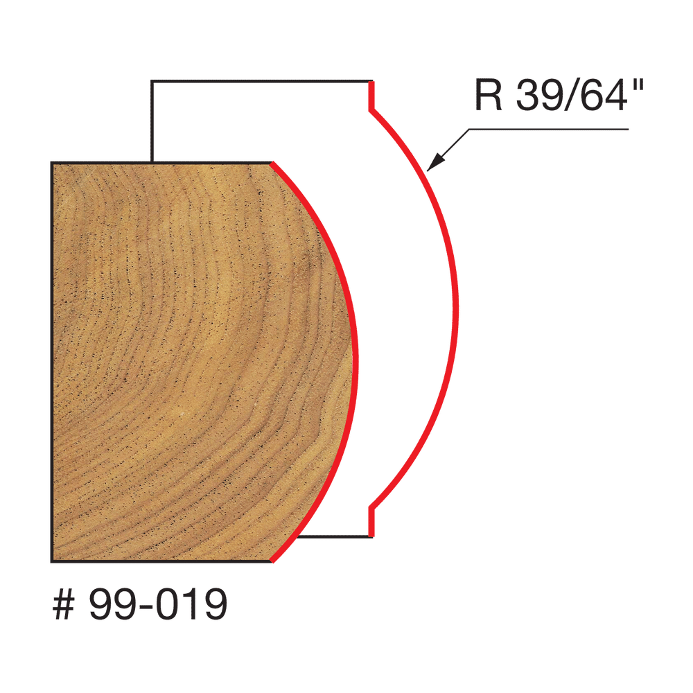 39/64" Radius Convex Edge Bit