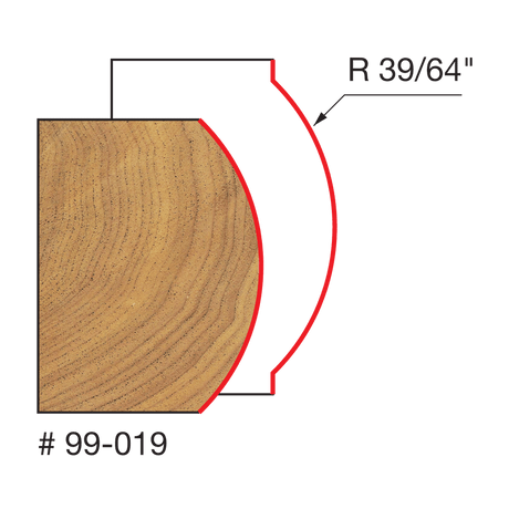 39/64" Radius Convex Edge Bit