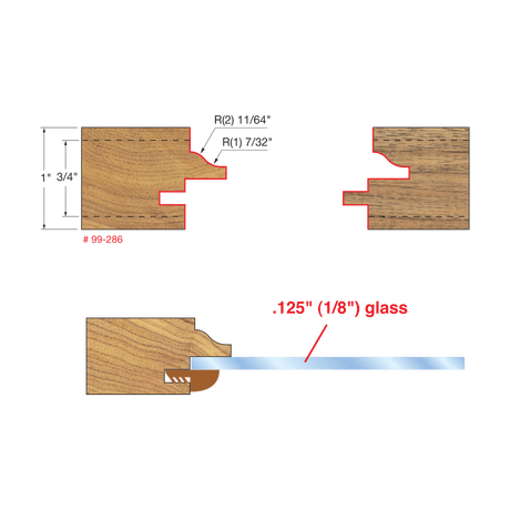 2" Glass Panel Cabinet Door Bit Set