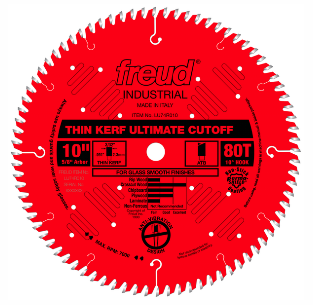 10&quot; Thin Kerf Ultimate Cut&quot;-Off Blade, 80T