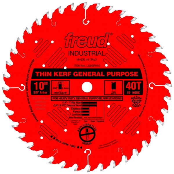 10&quot; Thin Kerf General Purpose Blade, 40T