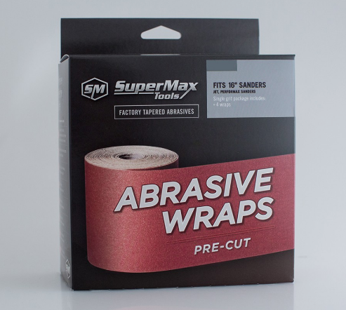4 Pack Assorted Grit Abrasive Wraps for 16-32 Supermax Sander